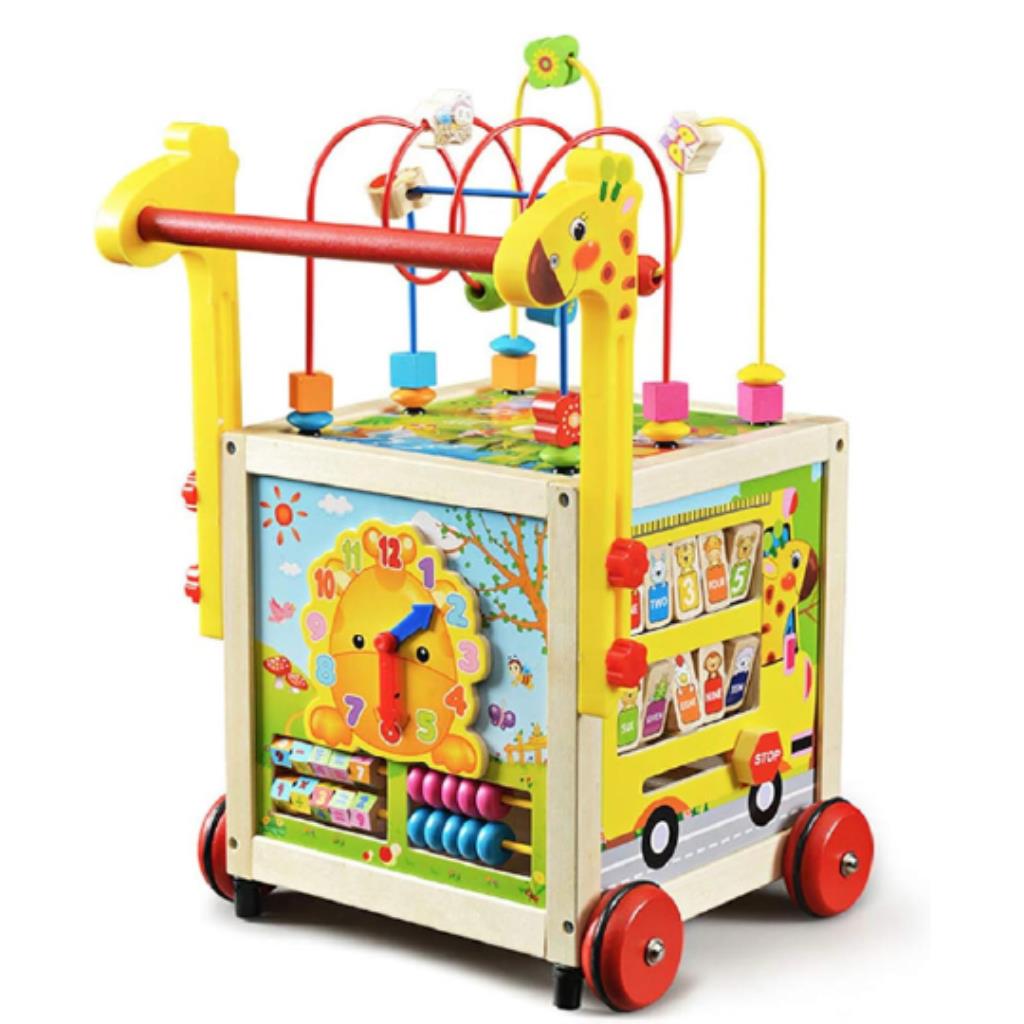 5-in-1 Wooden Activity Walker Cube